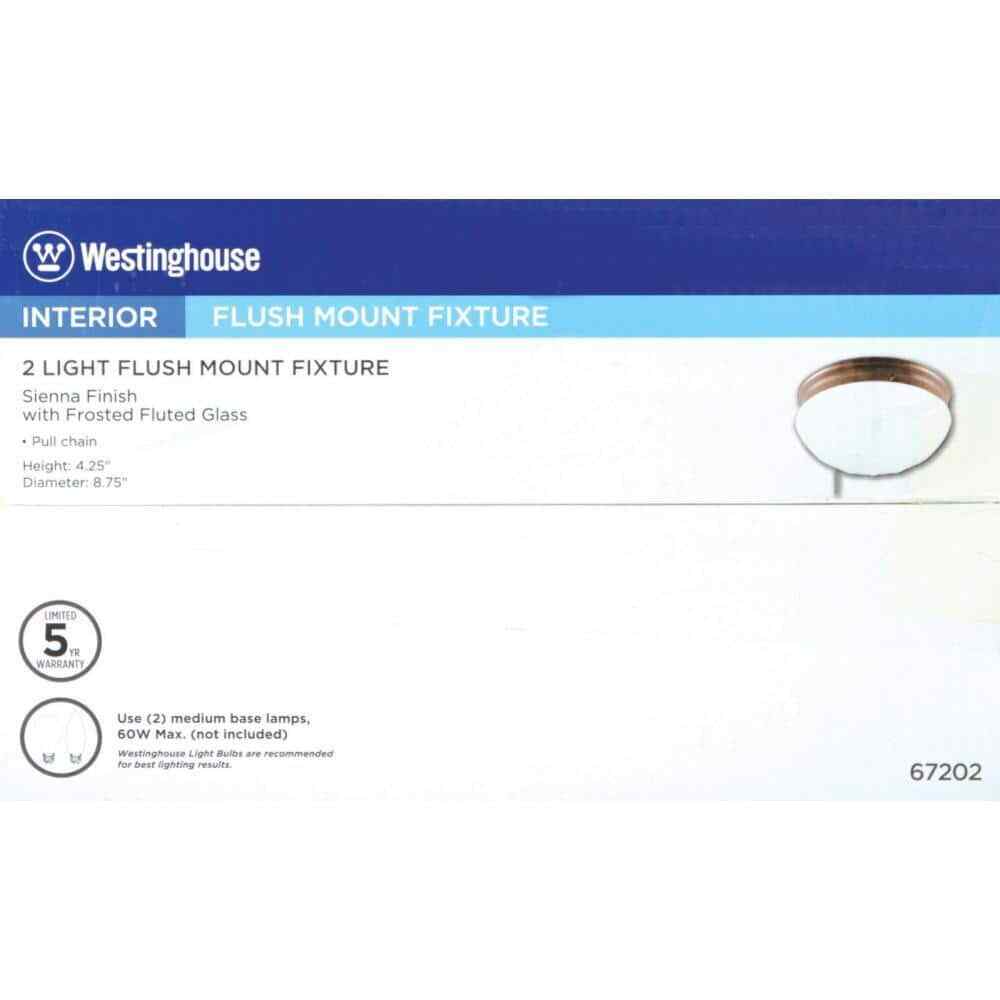 Westinghouse 2 Light Ceiling Fixture Sienna Interior Flush Mount With Pull Chain