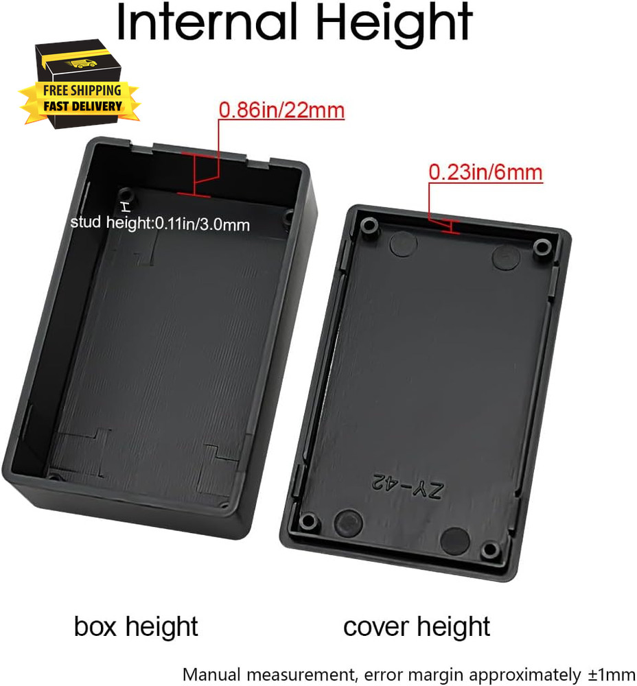 5 Pieces Plastic Project Boxes Junction Case for Electronic Project, Black 3.1 X