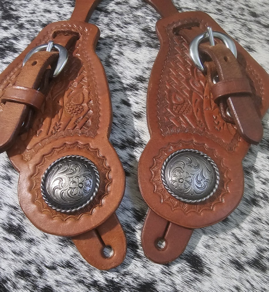 Leather Tooled Spur Straps