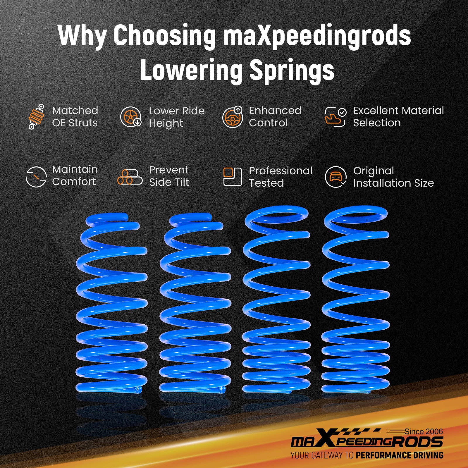 MaXpeedingrods Lowering Springs Drops 2" For Honda Accord 08-12 Acura TSX 10-14