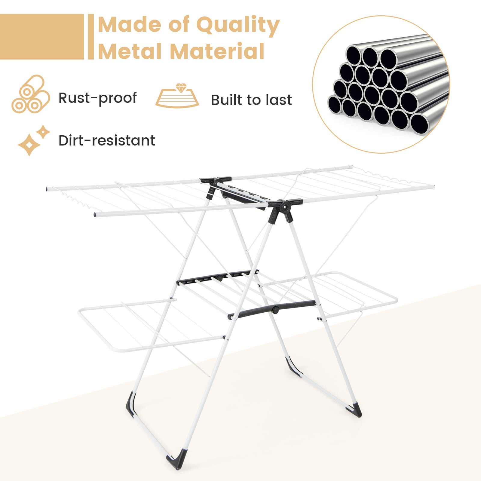 Folding Clothes Drying Rack 2-Tier Metal Laundry Drying Rack Laundry Drying Rack
