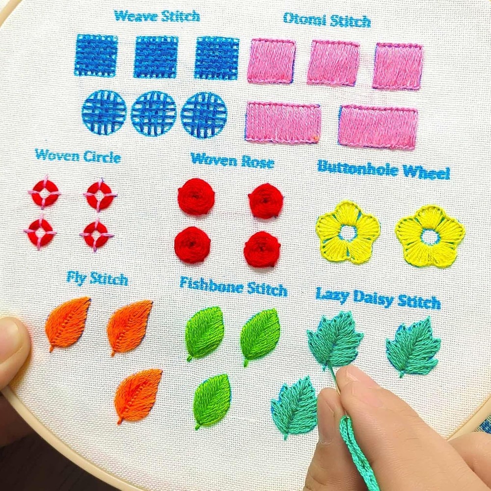 BREENHILL Embroidery Kit for Beginners, 5 Sets Small, 4 Pack Skill Practice