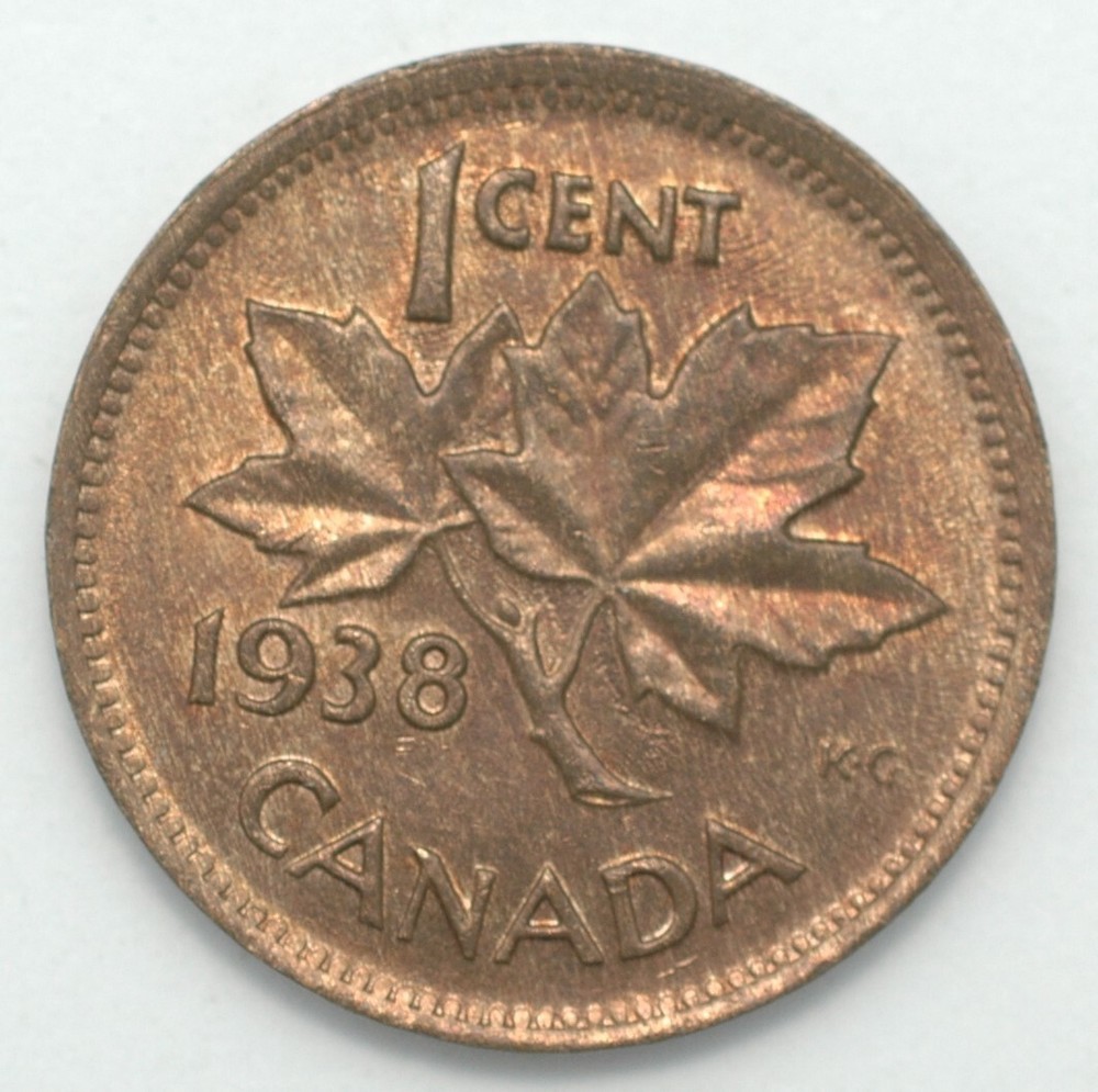 1938 Canada small cent King George VI excellent condition about uncirculated