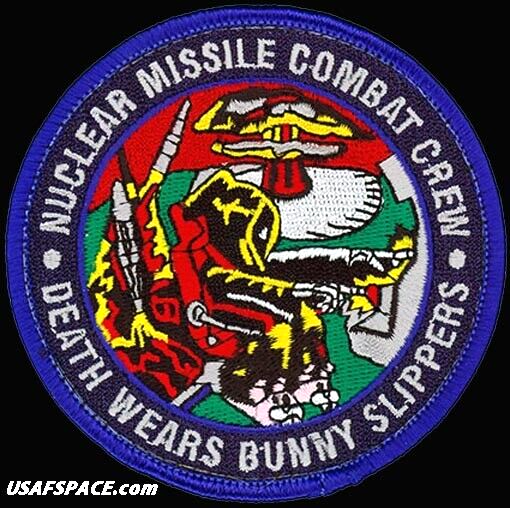 USAF 10TH MS- DEATH WEARS BUNNY SLIPPERS-NUCLEAR MISSILE COMBAT CREW- ICBM PATCH