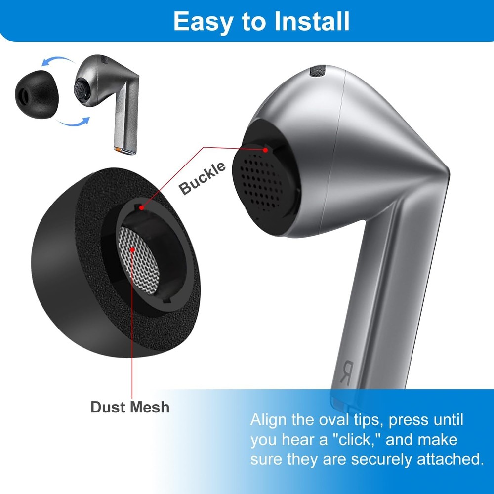 Replacement Foam Eartips for Galaxy Buds 3 Pro, Memory Tip with Black