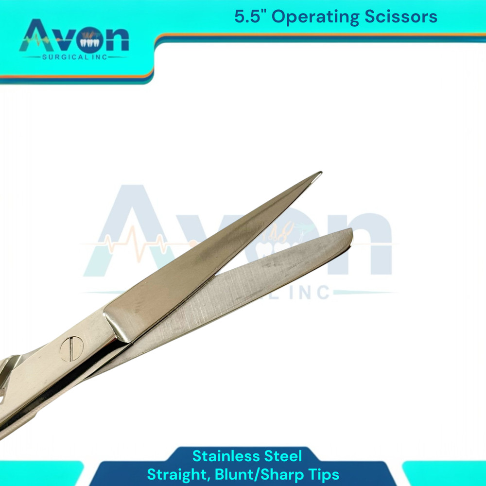 1 Piece - Operating Scissors 5.5" Blunt/Sharp - Straight Tips - Veterinary, Lab