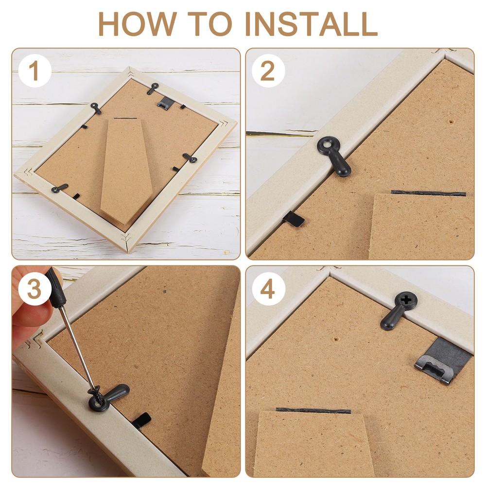 1Set Picture Frames Hangers, Frame Backing Fastener with Screws, Black