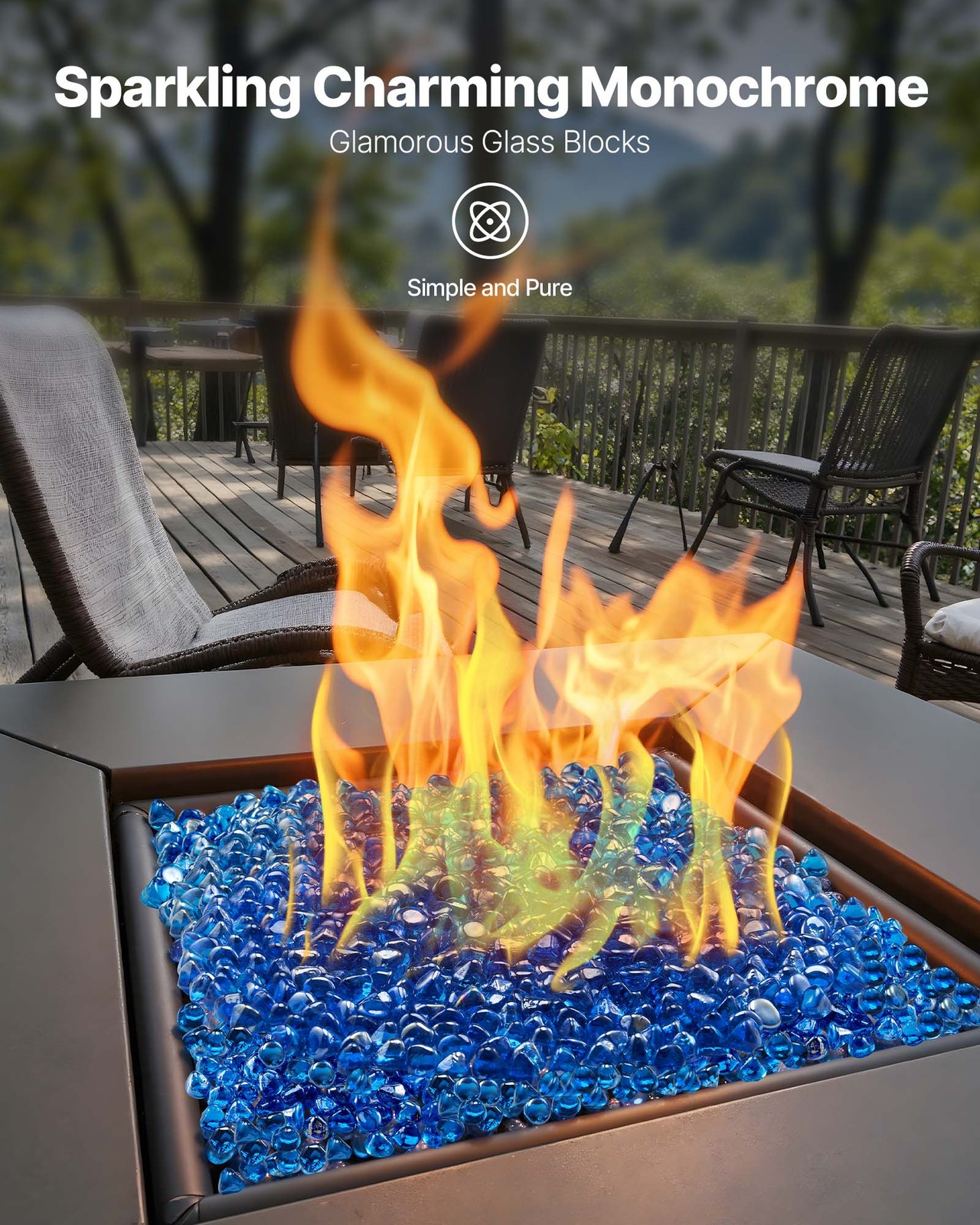 VEVOR 10 LBS Fire Glass 1-Inch Fireplace Glass Rocks for Fire Pit Table