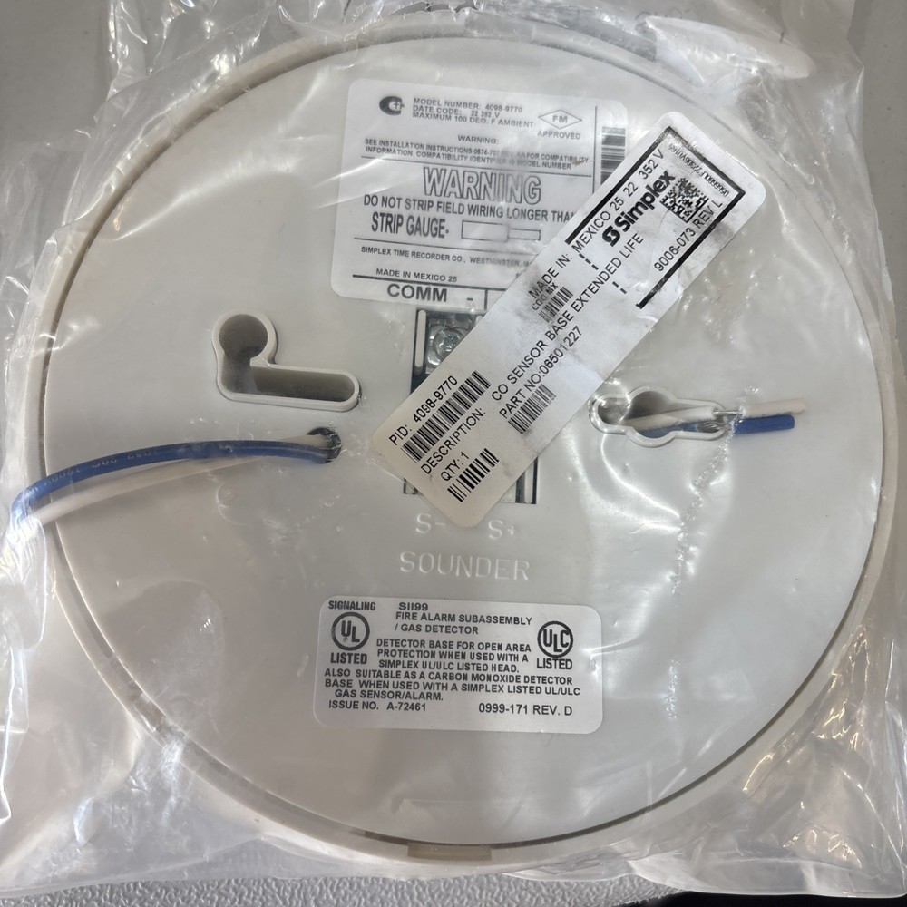 NEW SIMPLEX 4098-9770 CO SENSOR BASE (Brand New)