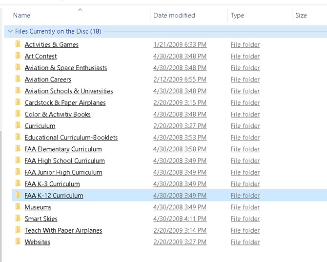 FAA CD “Teacher Resource Materials” for AVSED program (Feb 2009)