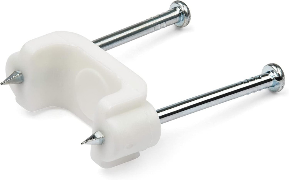 100 Pack Cable Clips with Nails Wall Mount Wire Clamps White