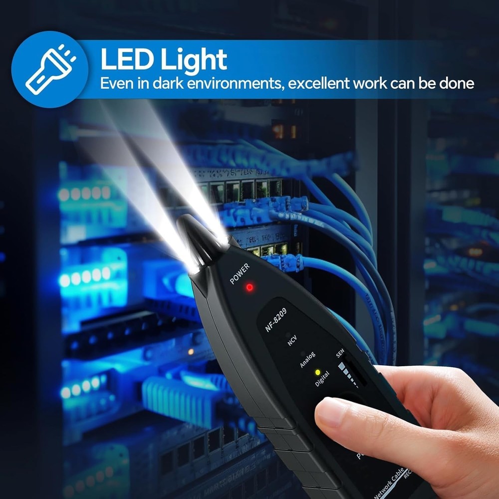 Ethernet Cable Tester Kit with Length & LED Light for Easy Troubleshooting