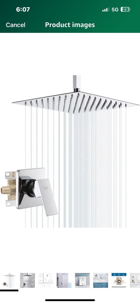 Shower Faucet Set Chrome, Single Function Ceiling Mount Trim Kit Rough-in Valve