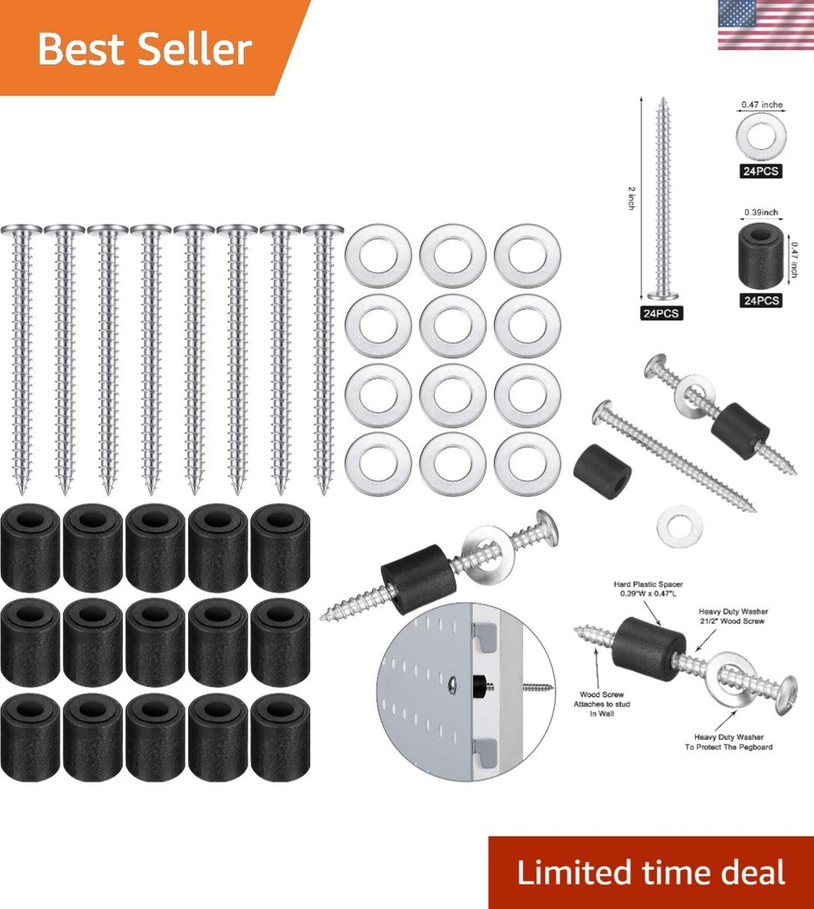 24 Sets Pegboard Spacers Mounting Kit, Magnetic Pegboard Includes Screws, Spa...