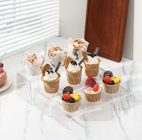 Large Acrylic Display Risers, 2 Sets Clear Rectangular Showcase Collectibles ...