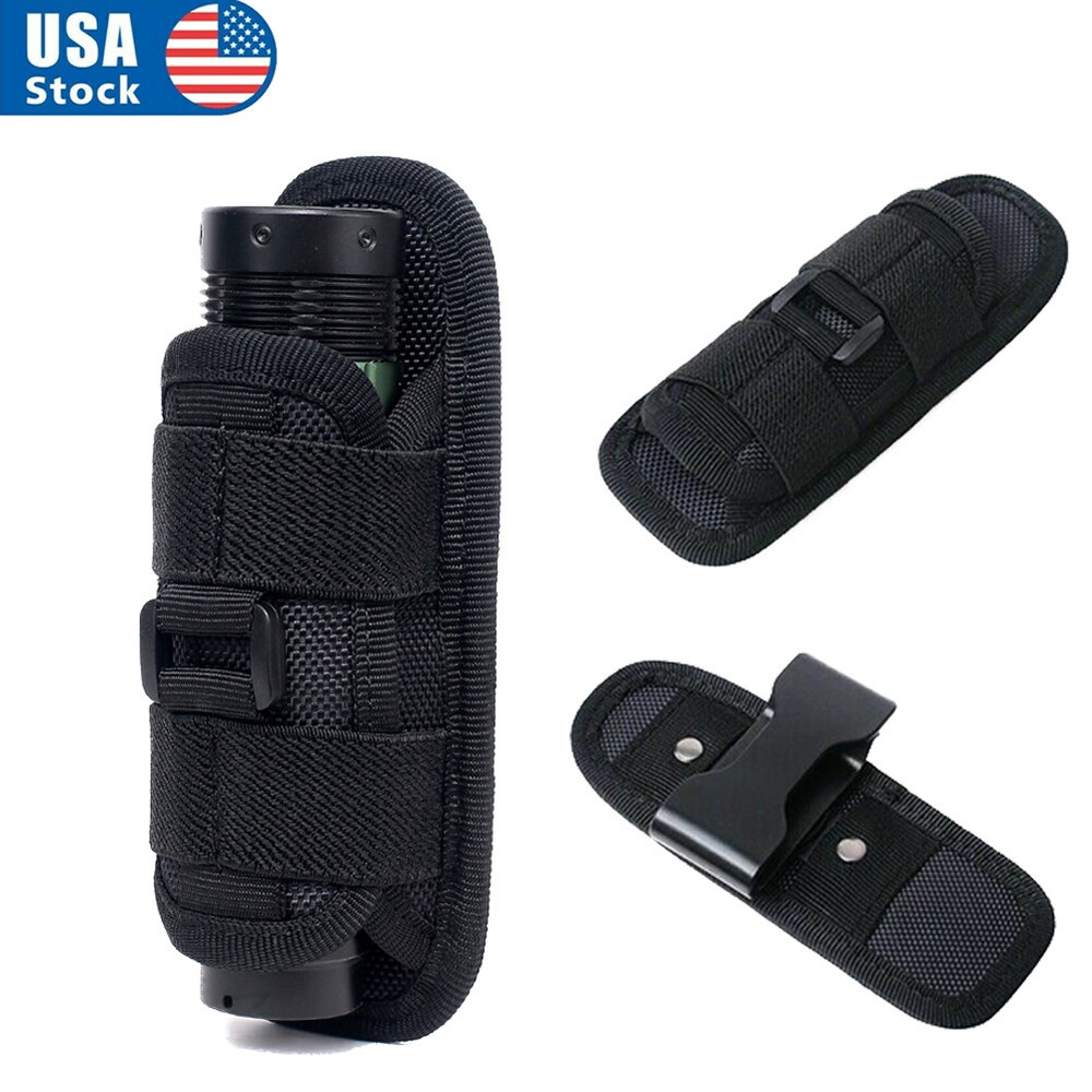 Tactical Flashlight Pouch Handheld Flashlight Holder with 360° Rotatable Clip