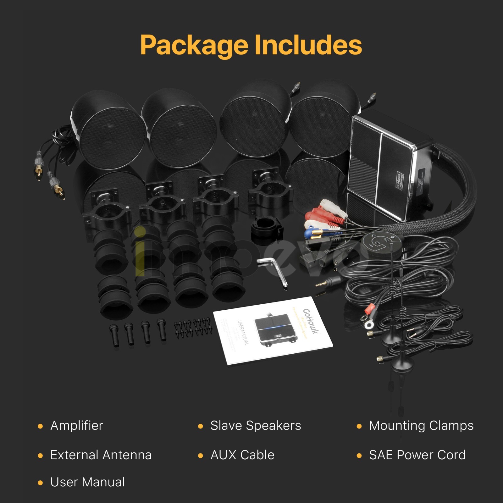 Waterproof 1600W Amp Bluetooth ATV UTV Polaris Stereo Speakers 4.1 Audio System