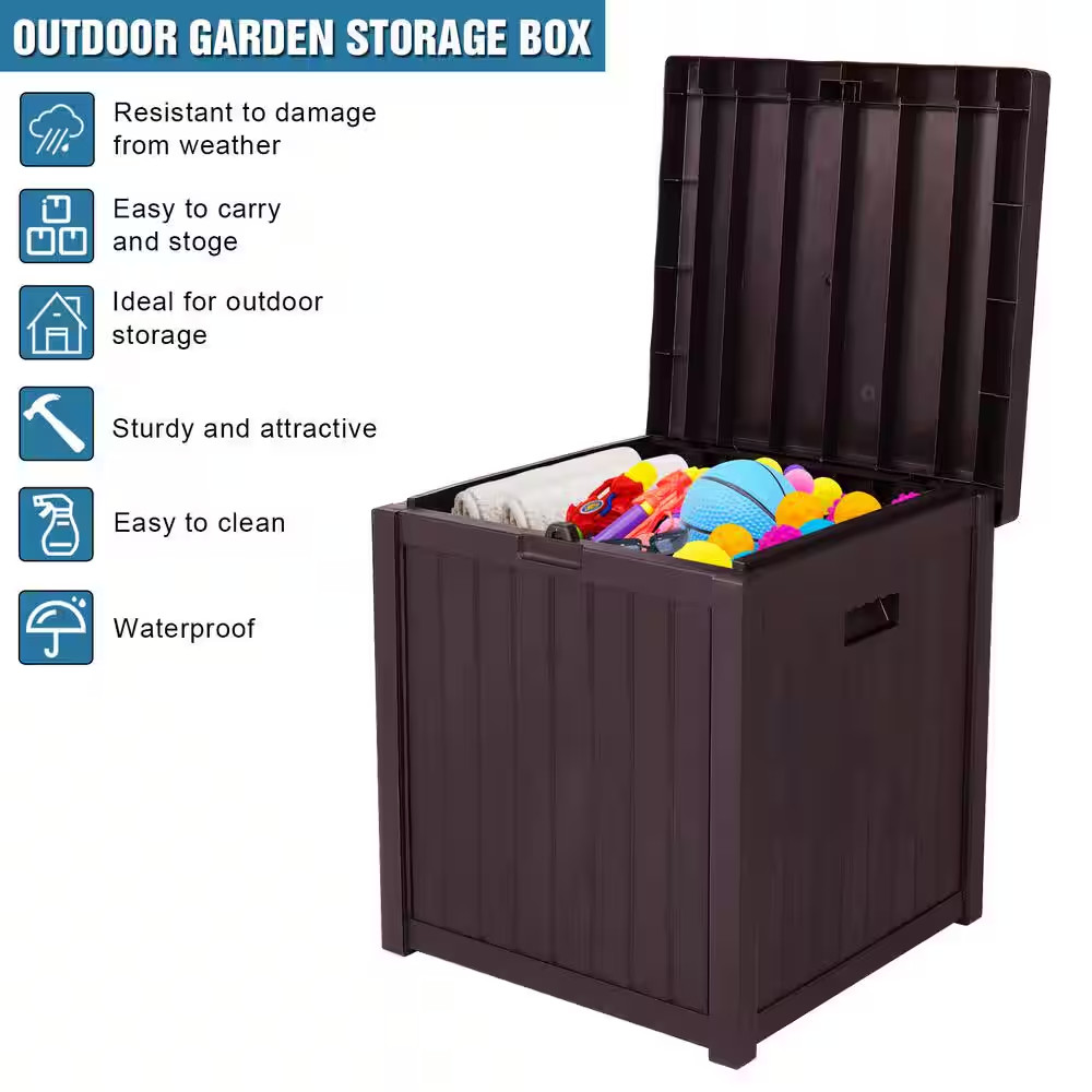 51 Gal. Brown Square Plastic Deck Box
