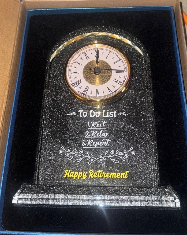 retirement to do list desk clock