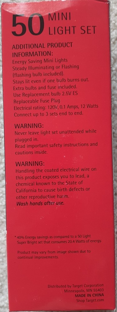 NIB Target 50 Count Red Incandescent Mini Lights