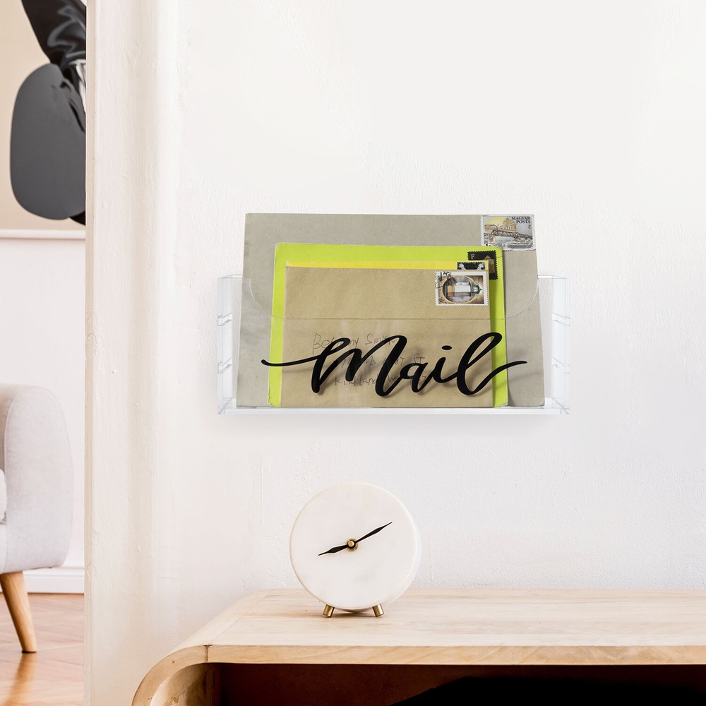 Tabletop Clear Acrylic Mail Sorter, Wall Mounted Letter Storage Organizer Box