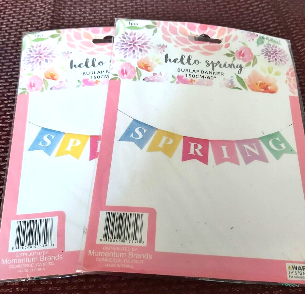 Easter Hello Spring Burlap Banner W/ Jute  60" (150cm) Long