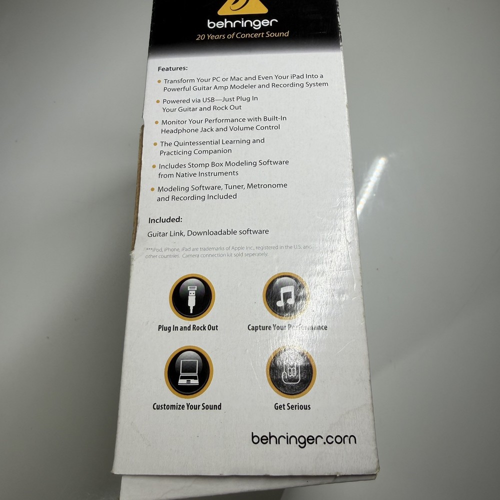 Behringer Guitar Link UCG102 USB Guitar To USB Interface With Box