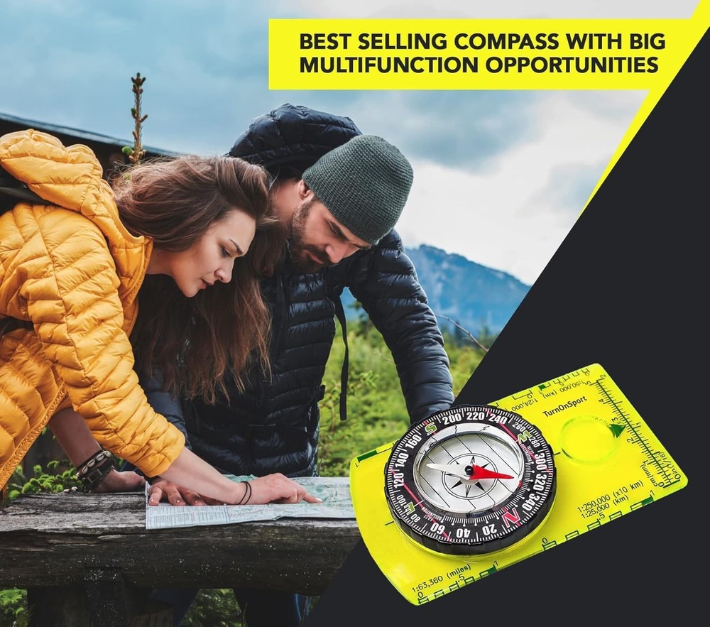 Survival-Oriented Orienteering Compass with Liquid-Filled Needle - 1:24000 Scale