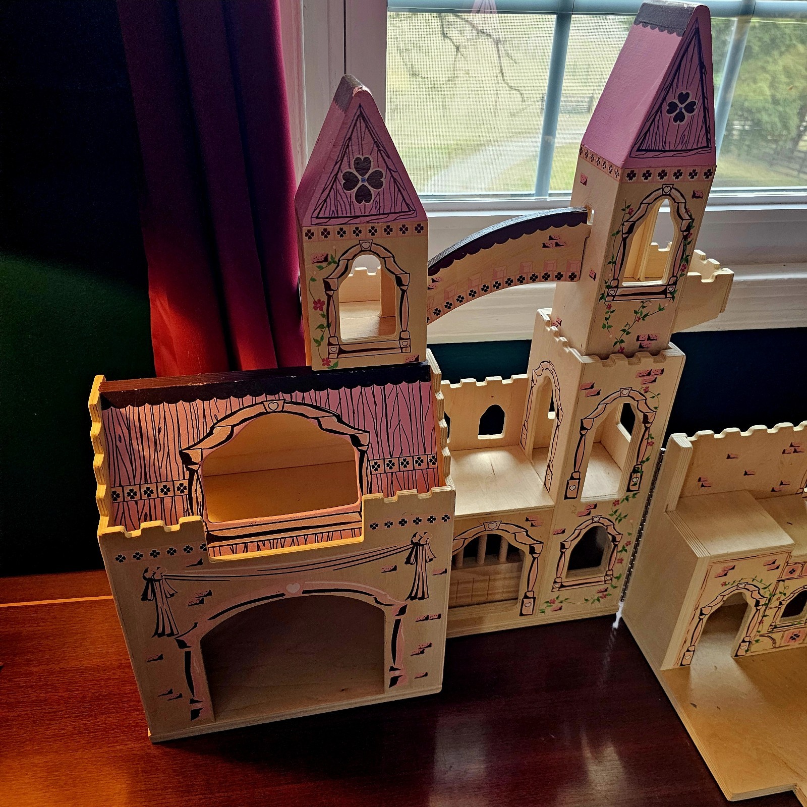 Melissa and Doug Wooden Folding Princess Castle and UNOPENED furniture and dolls
