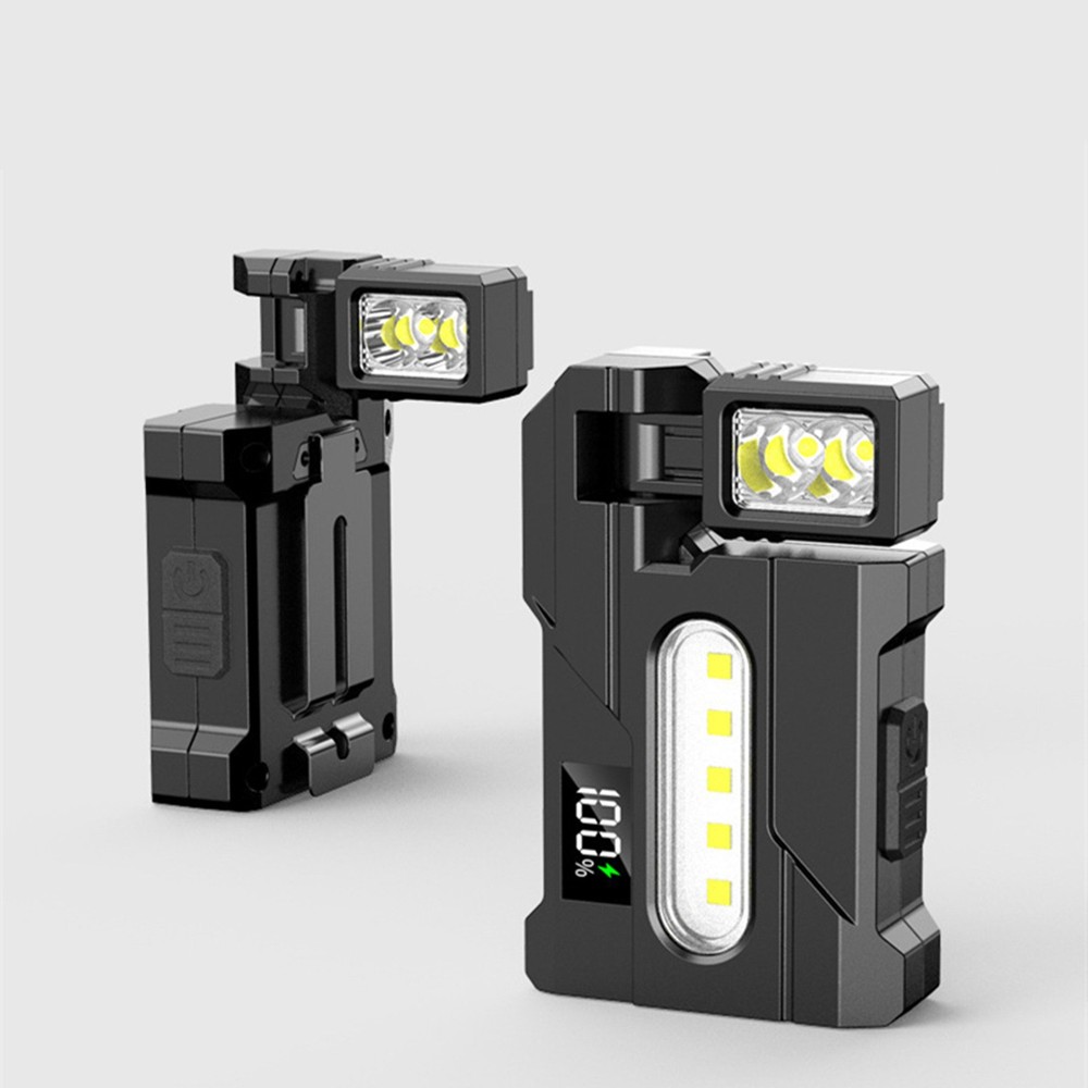 Magnetic LED Work Light USB Rechargeable Flashlight with Multi Color Side Lights