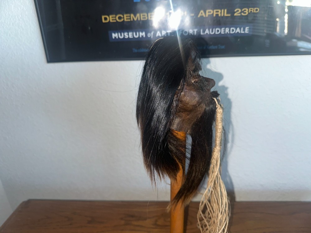 DARK HAIRED WARRIOR JIVARO SHRUNKEN HEAD -TSANTSA