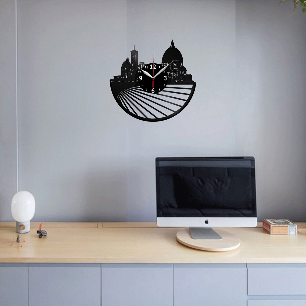 Florence Skyline Vinyl Record Wall Clock Decor Handmade 6294