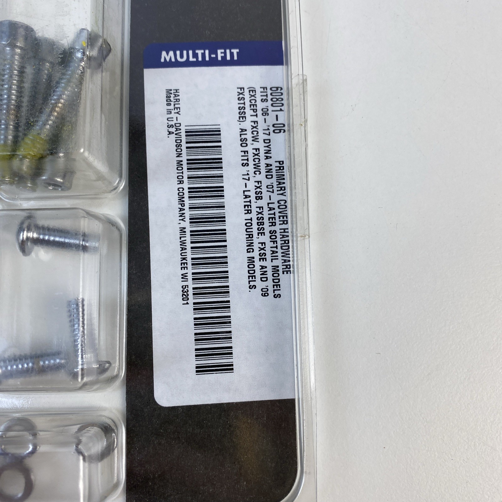 Primary Cover Hardware Bolt Kit Harley '06-'17 Dyna and '07-'17 Softail 60801-06