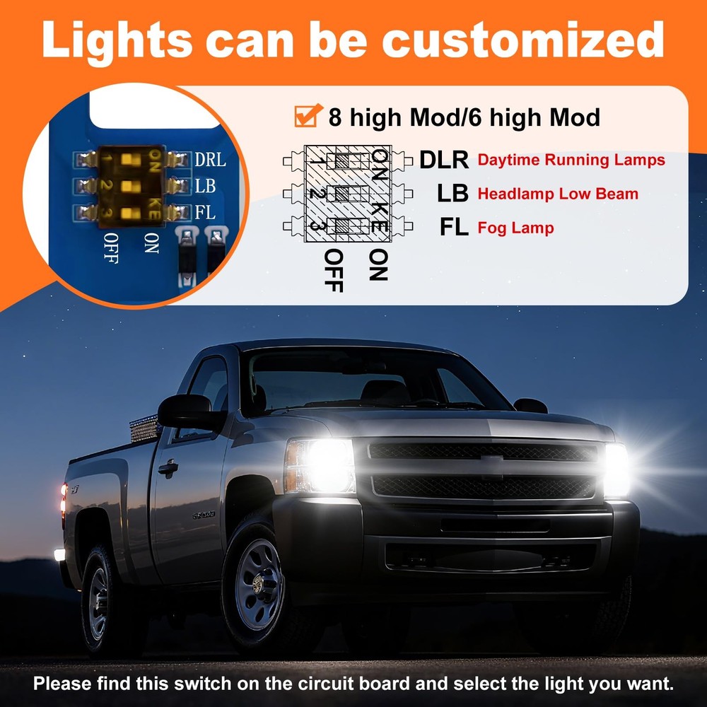8 high Mod Customizable 6 High with DRL Lights Module 8 mod - BLUE