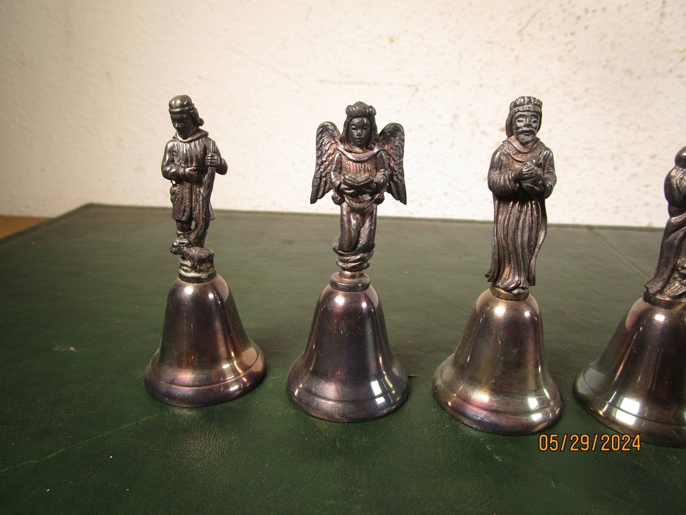 10 Silverplated Religious Bells 3"