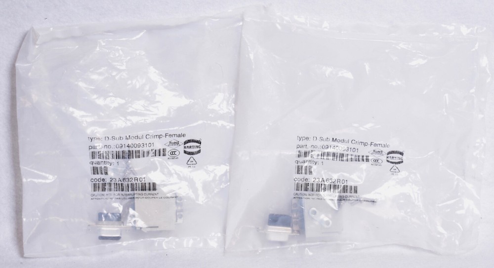 2 Count Harting D-Sub Modul Crimp-Female  09140093101