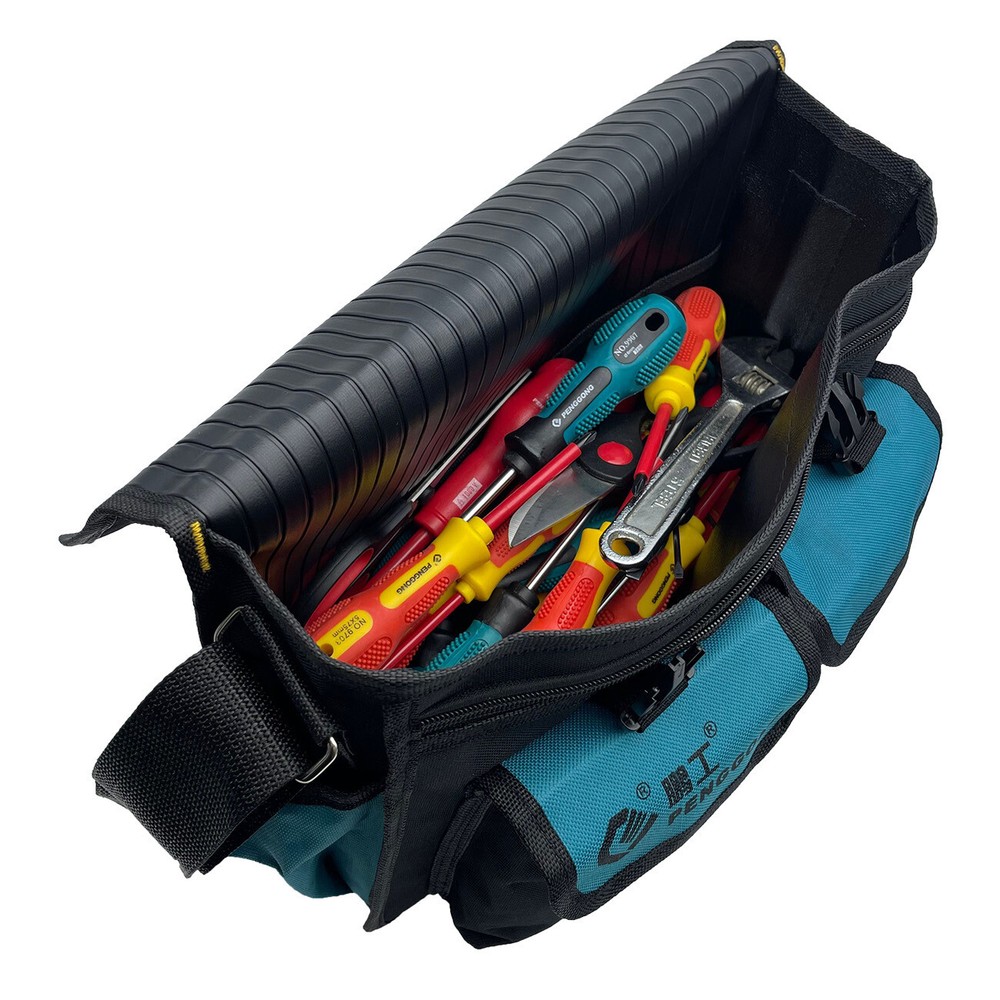 14" Electrician Tool Storage Bag Adjustable Shoulder Strap Oxford Multi Pockets