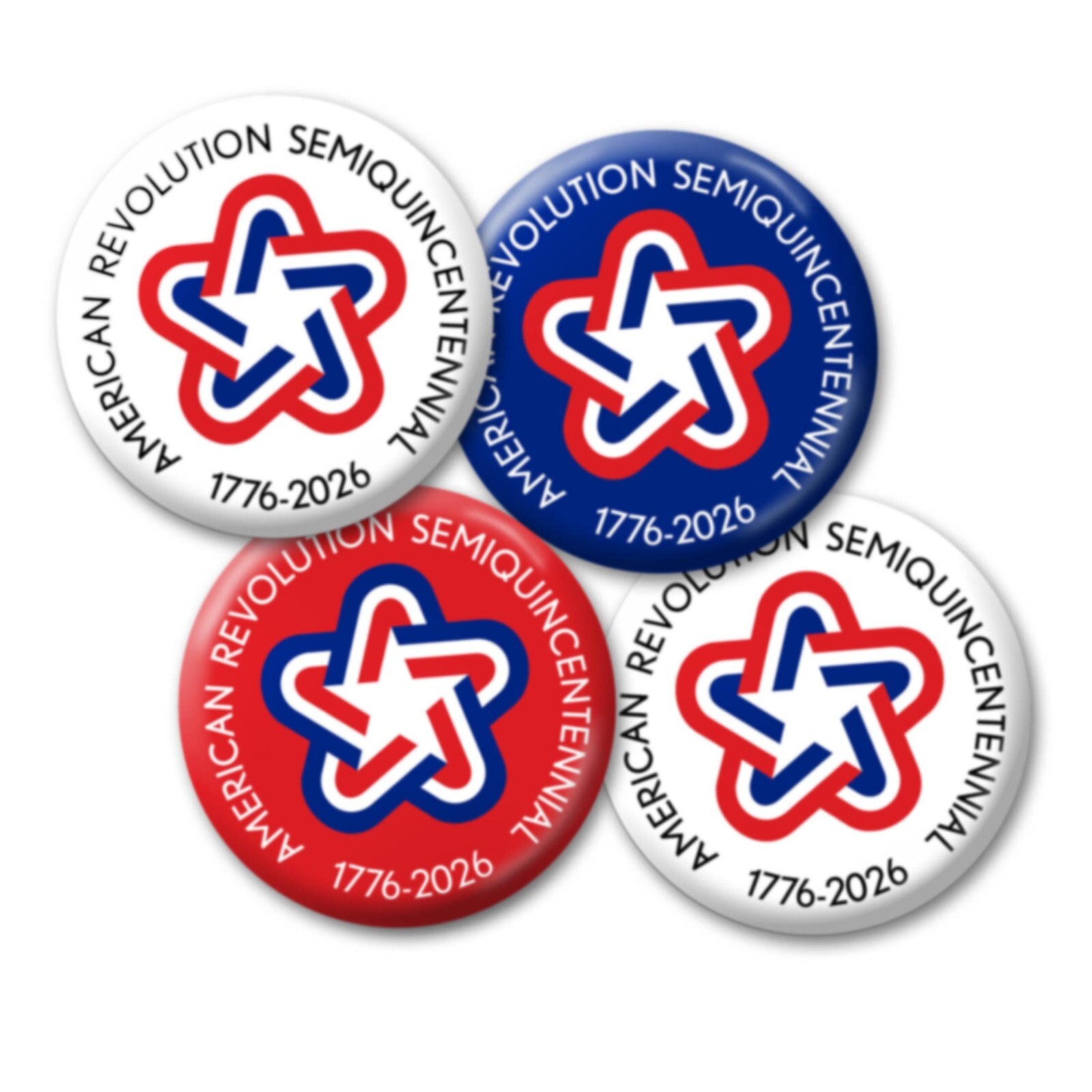 4-pack Buttons - Revolution Retro Star USA 250 1776-2026 250th