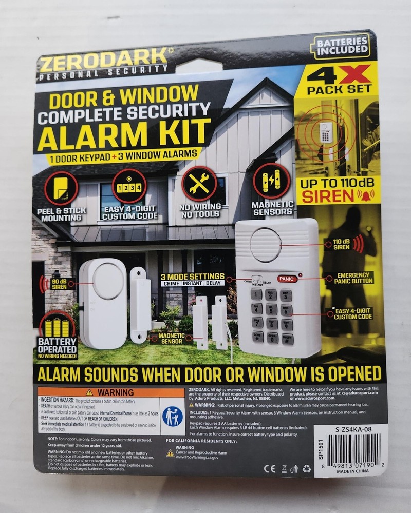 ZeroDark Personal Security Door & Window Complete Security Alarm Kit - 4X Pack