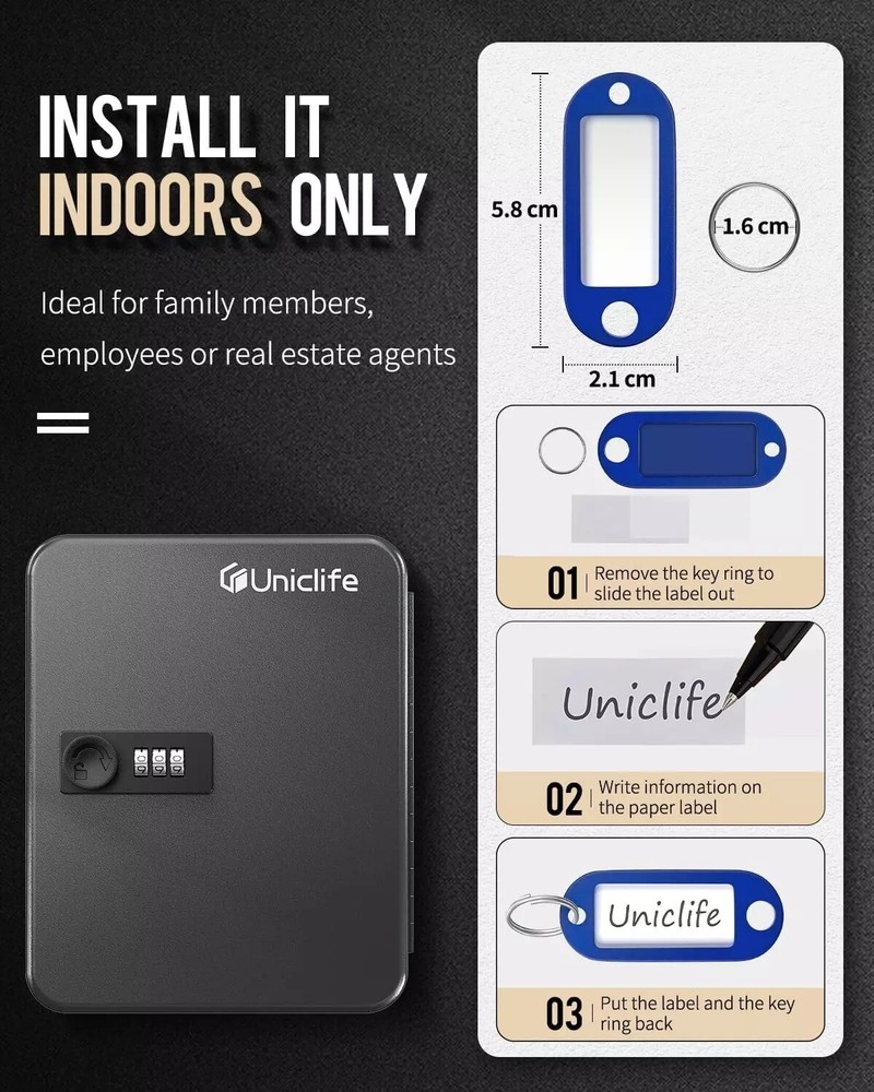 20 Position Key Cabinet with Combination Lock Resettable Black Digital Security