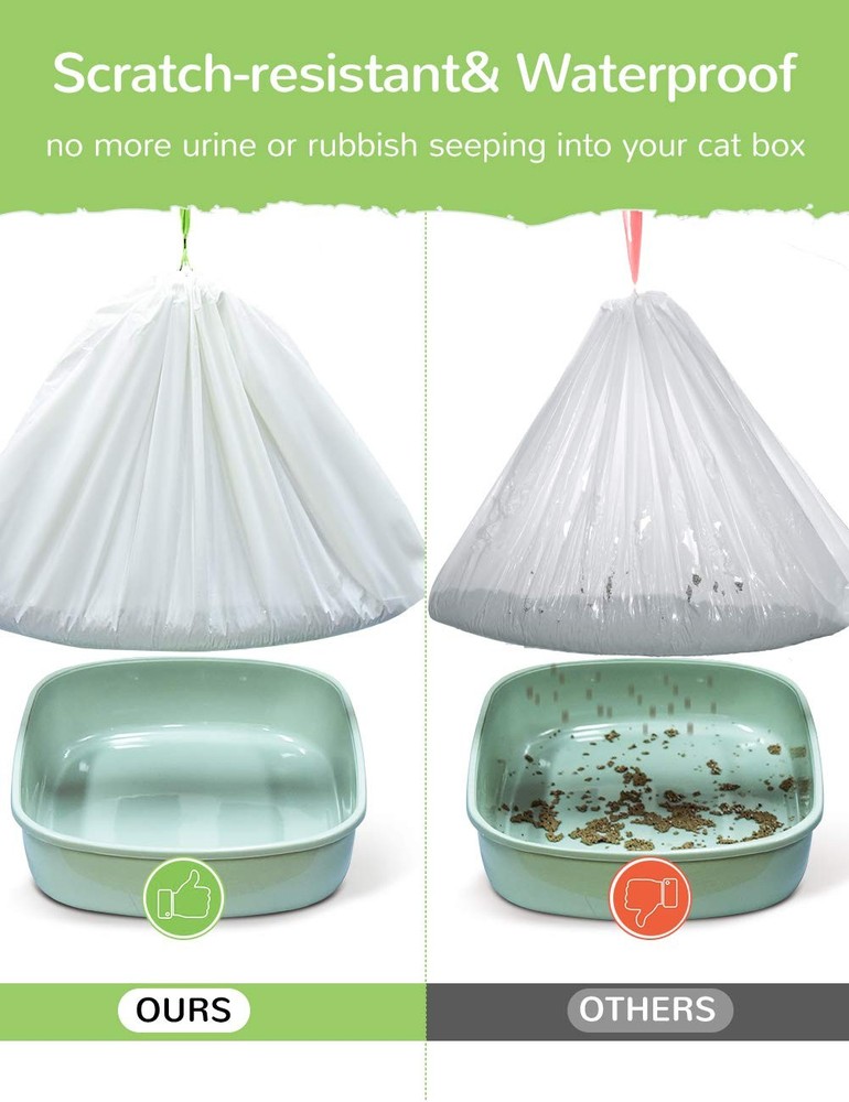 Cat Litter Liners Large, Jumbo Drawstring Extra Durable Pet Cat Pan Liners Ex...