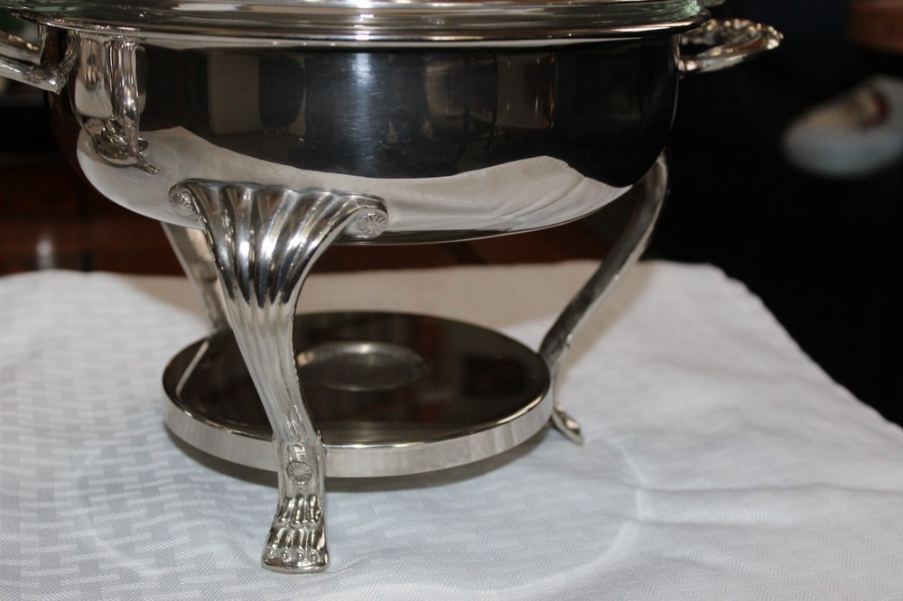 Two Ornate Silver Plate Chafing Dishes