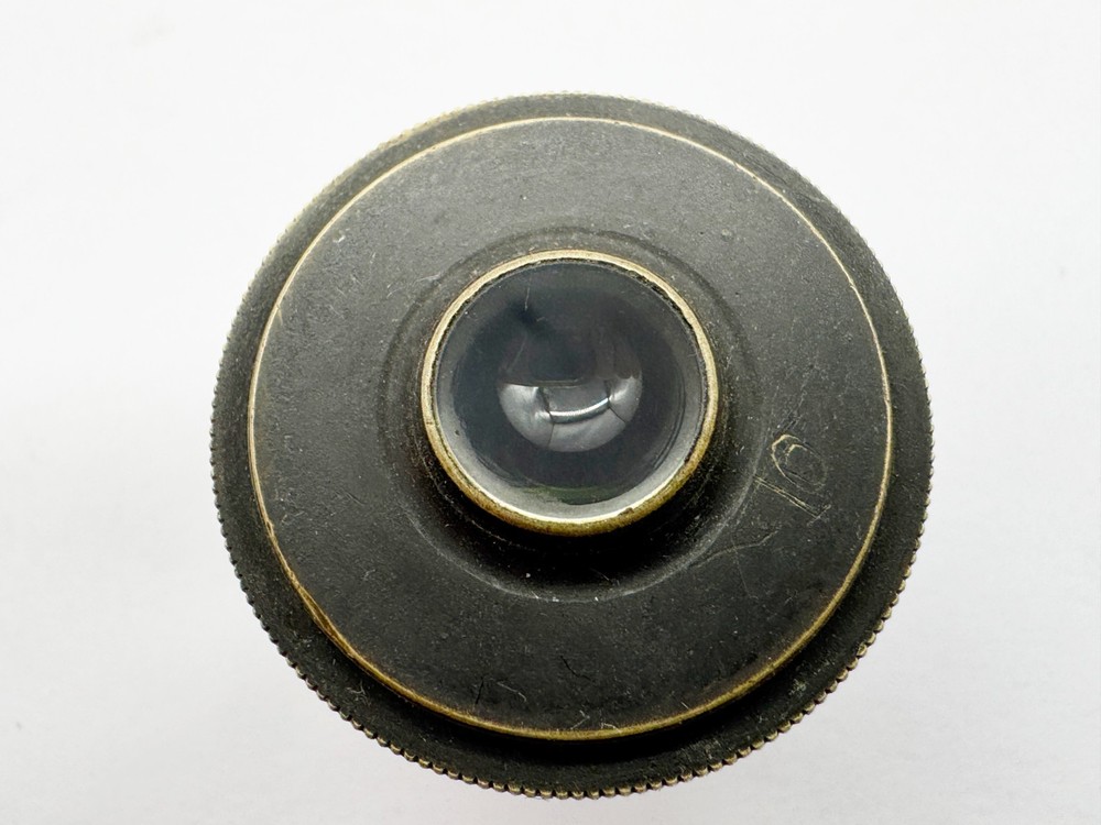 ANTIQUE BRASS MAGNIFYING GLASS LENS FROM TELESCOPE OR MICROSCOPE