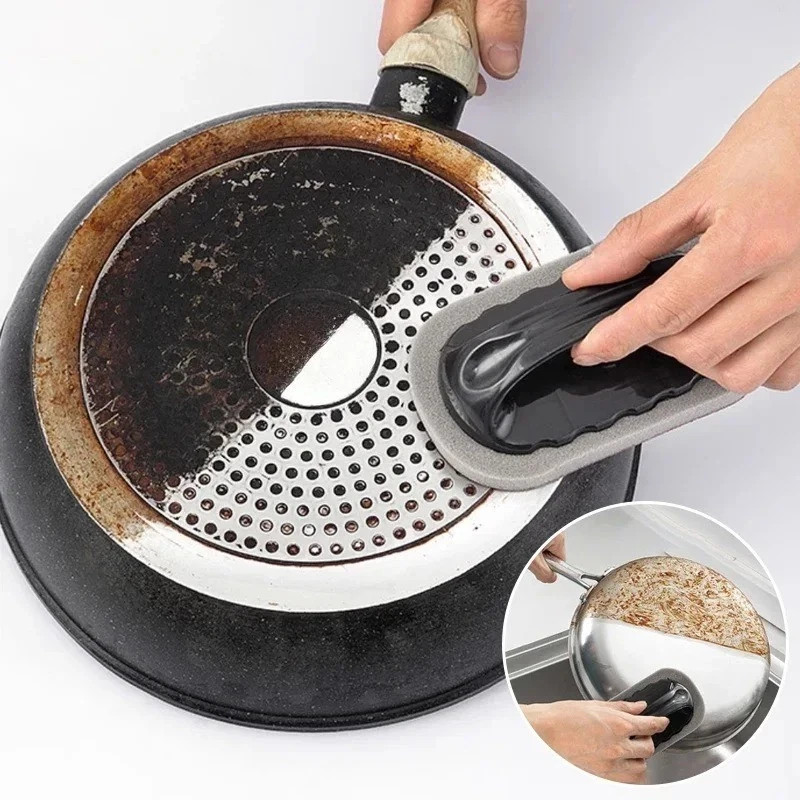 Magic Emery Sponge Brush Rust Remover Cleaning Tool with Handle