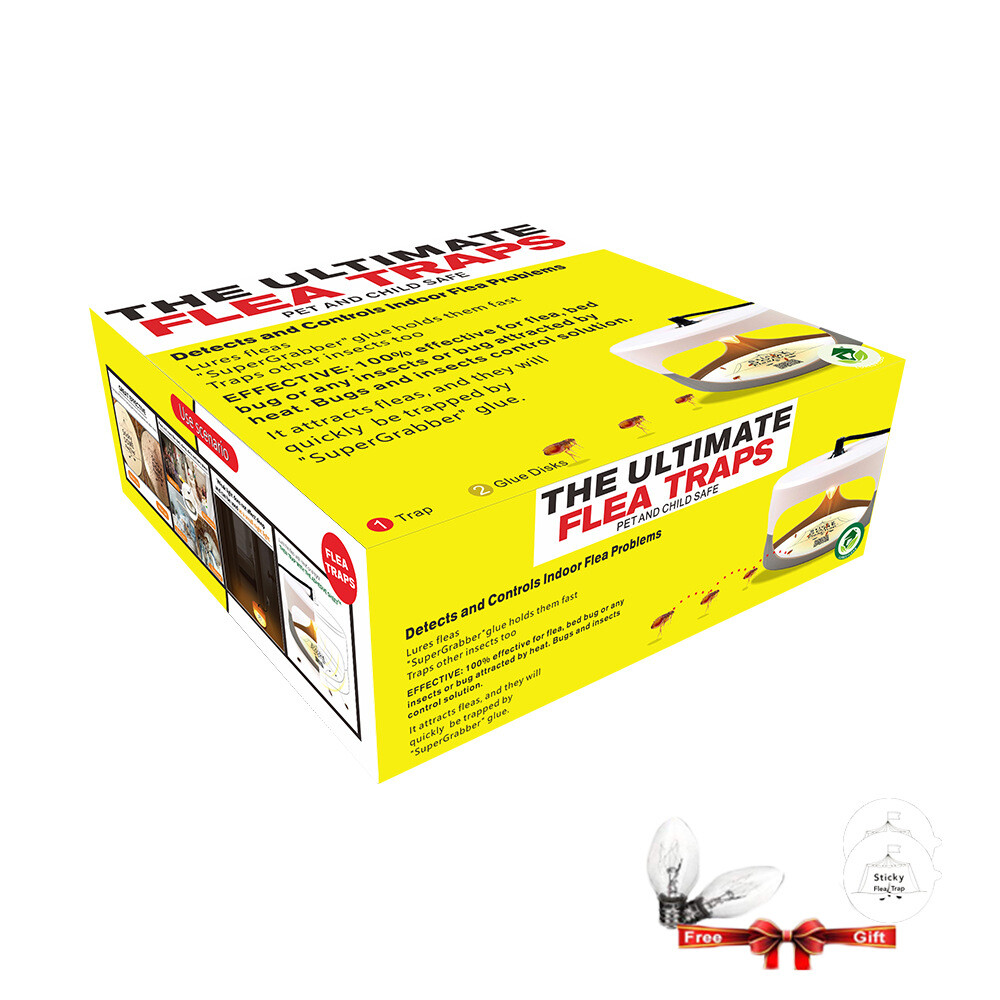 4Pcs Flea Traps for Inside Your Home with 8 Sticky Disc 8 Bulbs Flea Killer