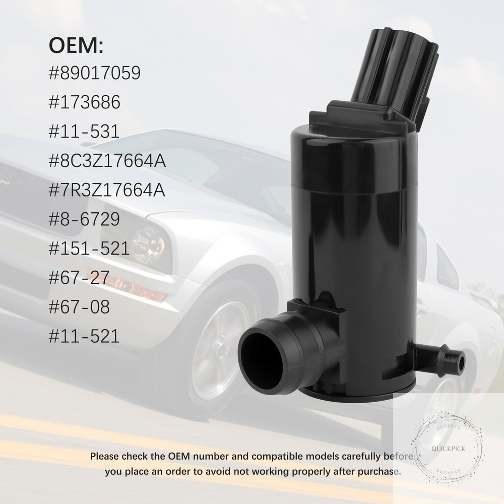 Windshield Washer Pump with Rubber Grommet,Windshield Washer Fluid Pump Replacem