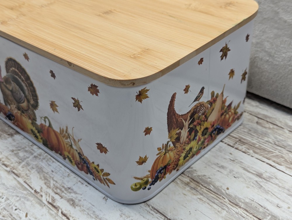 Thanksgiving Decor Tin Box Festive Container