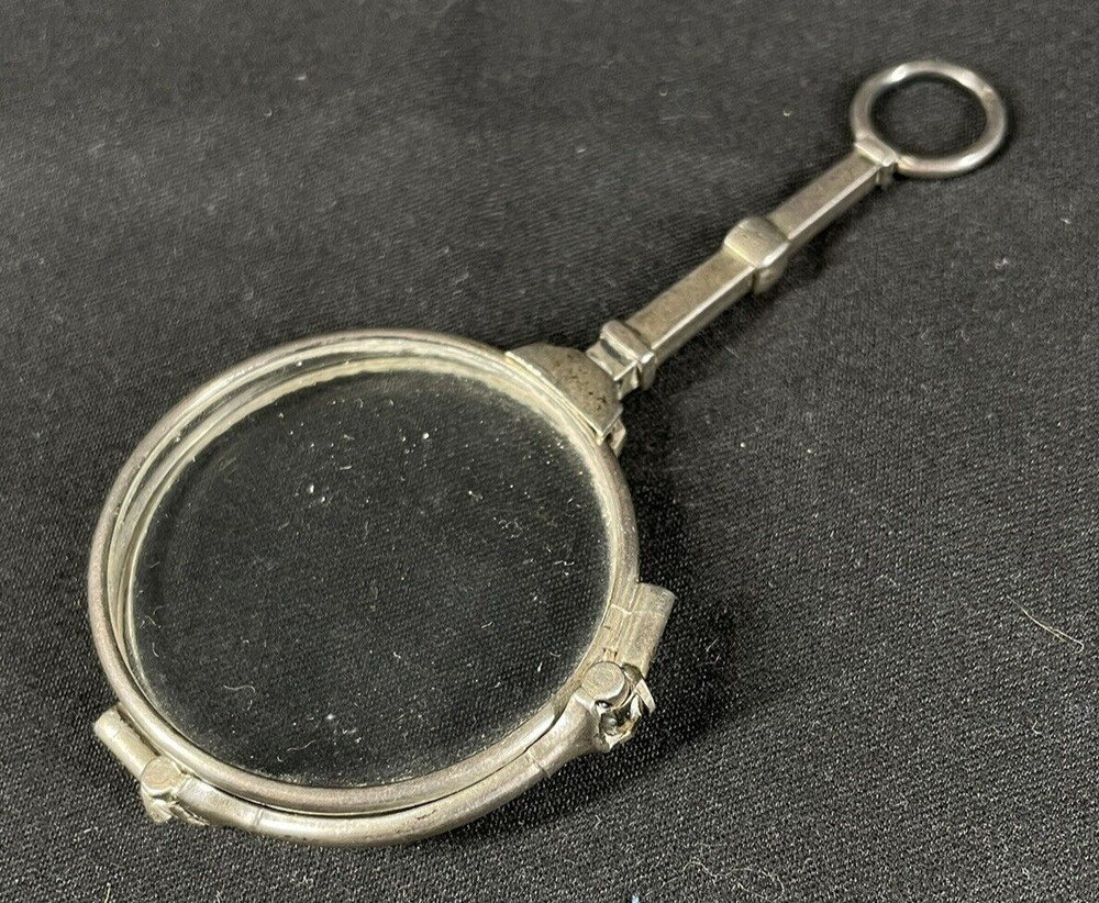 Antique Edwardian Sterling Lorgnette Pull Down Handle To Open