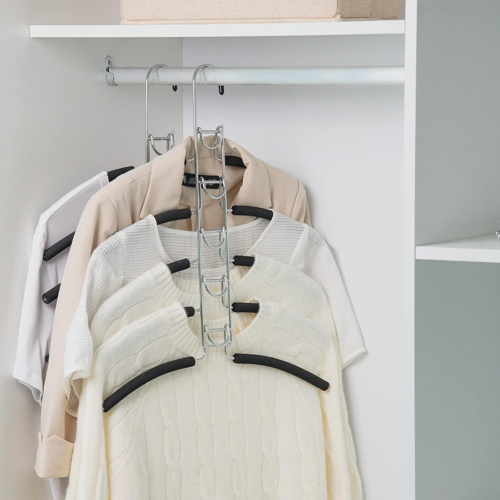 No Shoulder Bump Multiple Sweater Coat Clothes Hangers,Multi Layers Space Saving
