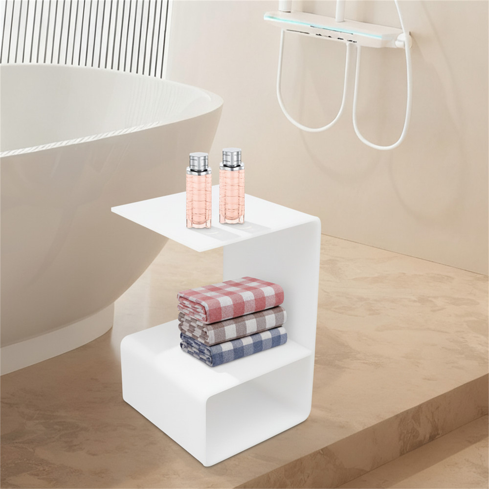 White End Table Acrylic Side Tables  Free Standing Bedside Table No Assembly